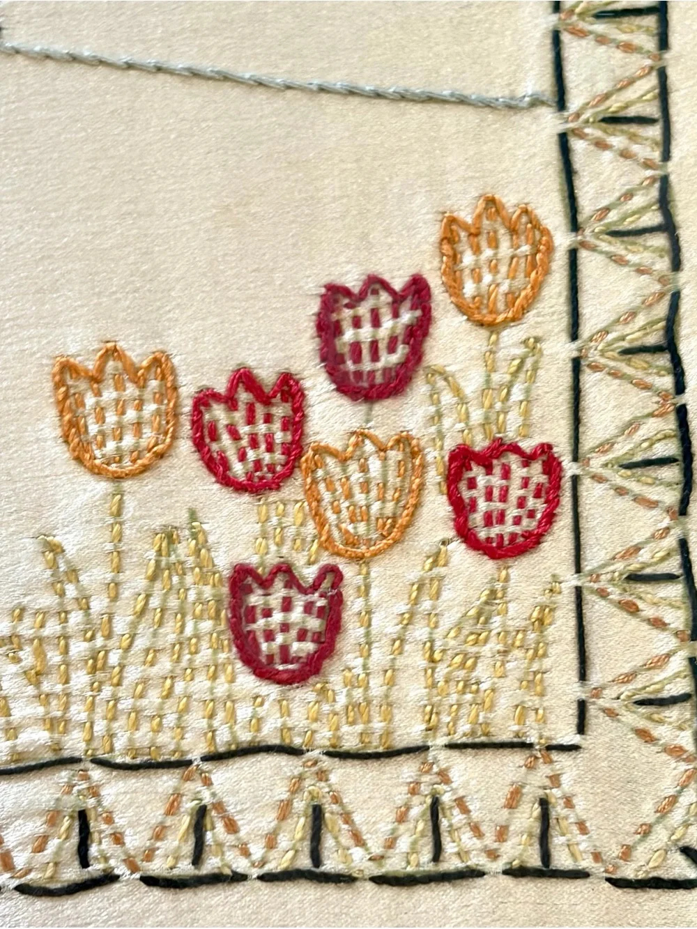 Vintage- Framed w/ Glass Embroidered Peacocks and florals
